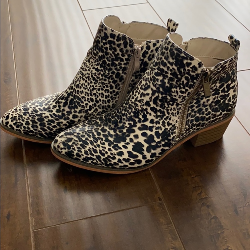 Leopard print booties